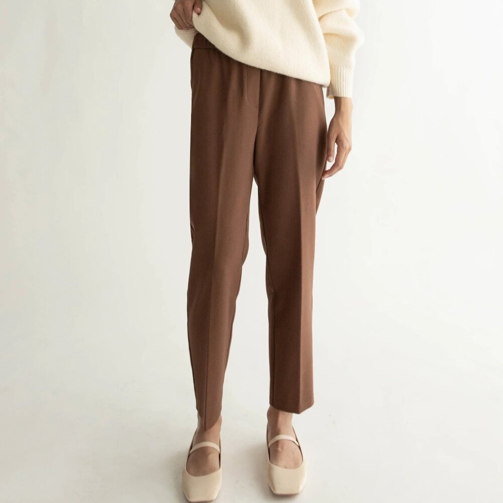 OAK + FORT Tapered Pants in Fudge Brown XS